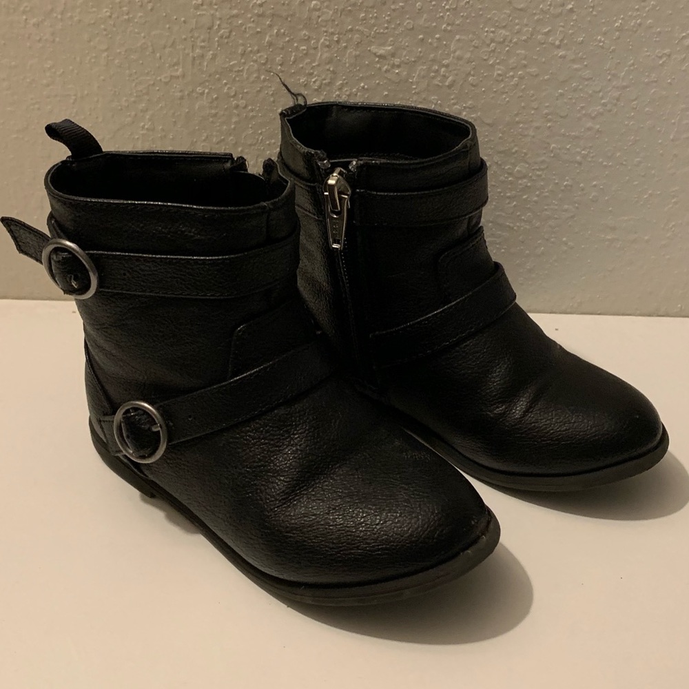 Crazy 8 black mid boots girls size 8t used